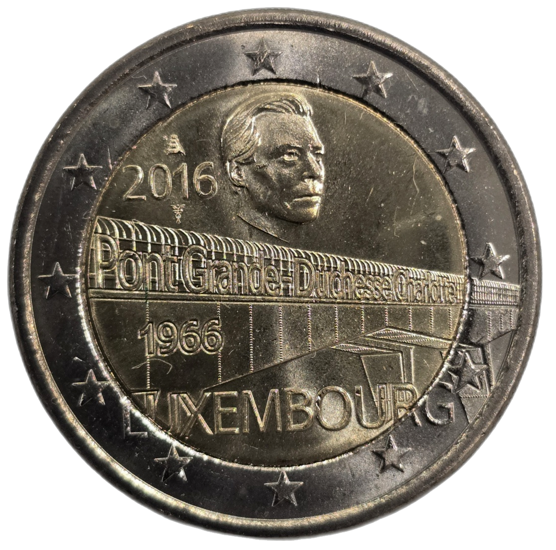2 euros conmemorativa 50 Años del Puente de la Gran Duquesa Carlota